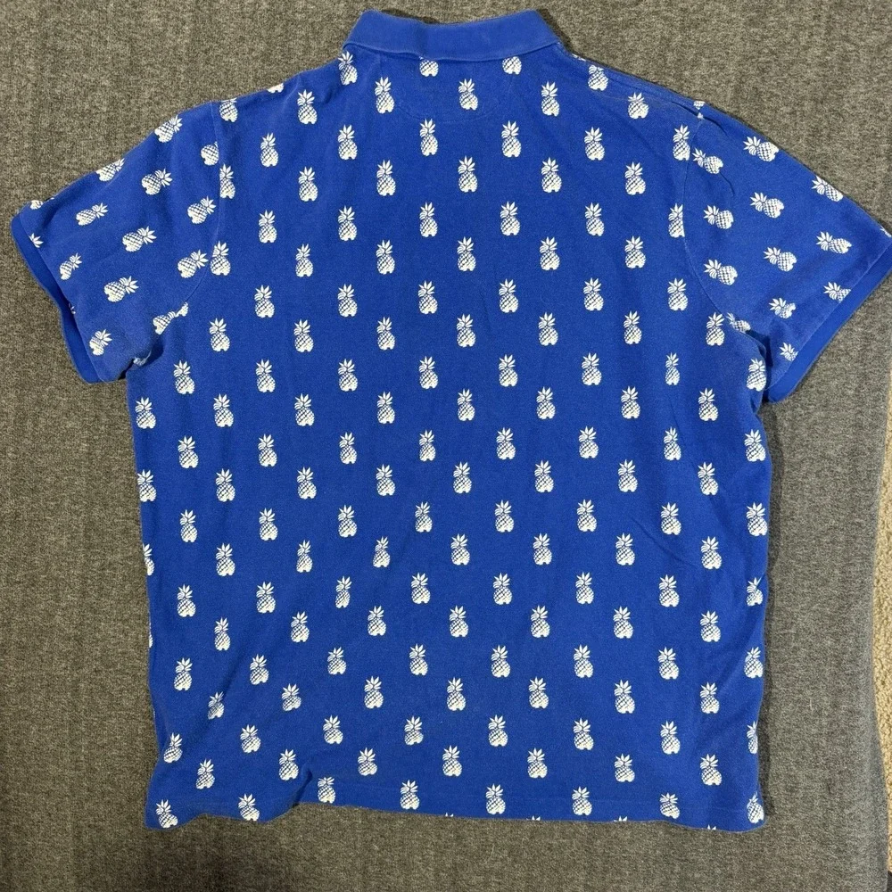 Polo Ralph Lauren Polo Shirt Mens Blue Pineapple Print Classic Fit Cotton XXL